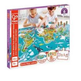 Hape 2 In 1world Tour Map Puzzle