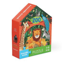 Crocodile Creek Flat House Puzzle 50 pc - Zoo