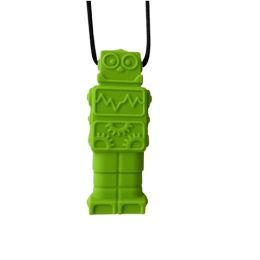 Brick Man Robot Pendant Silicone Sensory Necklace Green