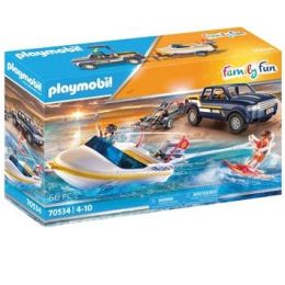 Playmobil Family Fun Pick-up With Speedboat (d)