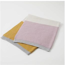 Spectacular Block Stripe Baby Blanket Pink/Mustard (d)