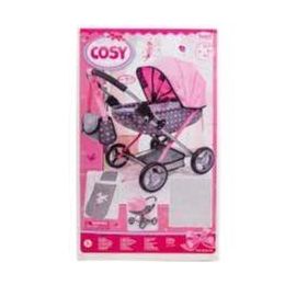 Bayer Cosy Doll Pram Grey With Pink Spots