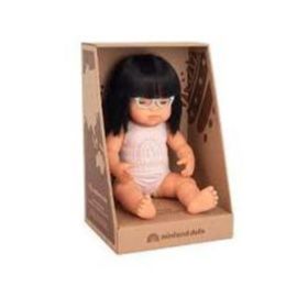 Miniland 38cm Asian Girl Dressed with Glasses