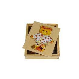 Kaper Kidz Wooden Dressing Bear Puzzle Girl