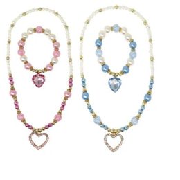 Dance Pearl Heart Necklace and Bracelet Set