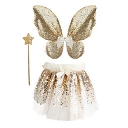 Great Pretender's Gracious Gold Sequins Skirt Wings & Wand Set Size 4-6
