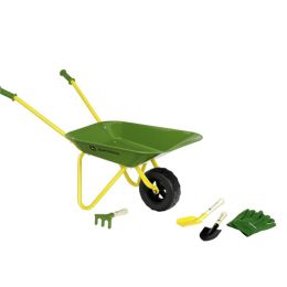 John Deere Metal Wheelbarrow Set With Gloves & Tools