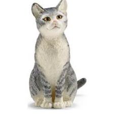 Schleich Cat Sitting Grey/White