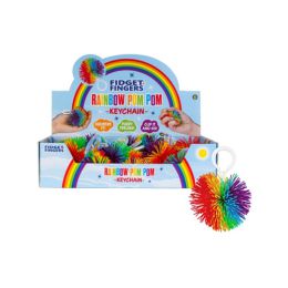 Fidget Fingers Rainbow Pom Pom Keychain