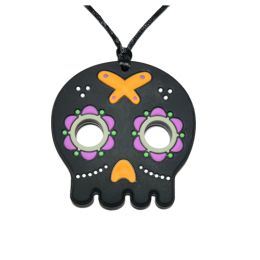 Necklace Sensory Chew – Halloween Sugar Skull – Black