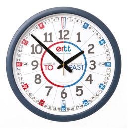 Easy Read Time Teacher Classroom Clock Red/Blue Past/To
