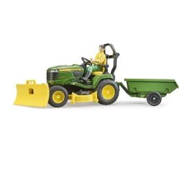 Bruder 1:16 John Deere Tractor Mower With Trailer & Gardener