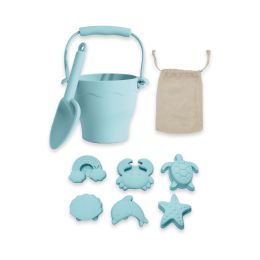 Playground 8pc Silicone Bucket & Spade Set Light Blue
