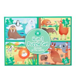 4-in-1 Puzzle Set: Animals of the World
