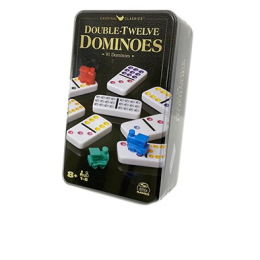 Cardinal Double Twelve Dominoes Coloured In Tin