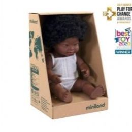 Miniland 38cm Down Syndrome African Girl Dressed Boxed