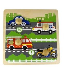 Kaper Kidz Large Knob Peg Puzzle Traffic