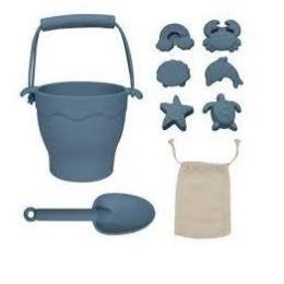 Silicone 8pc Bucket & Spade Set Steel Blue