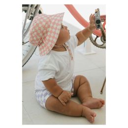 Acorn Pink Checks Broad Brim Bucket Hat Medium 52cm