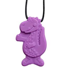 Dinosaur Pendant Silicone Sensory Necklace Purple