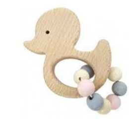 Hess Wooden Rattle Duck Pink (d)