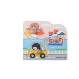 Everearth Wooden Vehicle Puzzle 3pc