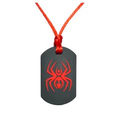 Necklace Sensory Chew – Dog Tag – Spider Black with Red