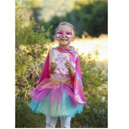 Great Pretenders Super-duper Tutu, Cape & Mask, Pink & Gold Size 4-6
