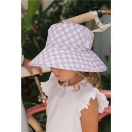 Acorn Lavender Checks Broad Brim Bucket Hat Medium 52cm