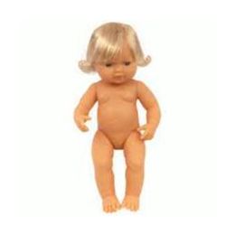 Miniland 38cm Caucasian Girl Doll with Hair