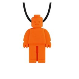 Brick Man Lego Pendant Silicone Sensory Necklace Orange