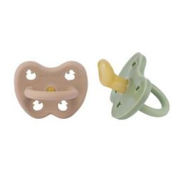 Hevea Pacifier 2pck Orthodontic Ten Beige/Moss Green (d)