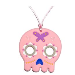 Necklace Sensory Chew – Halloween Sugar Skull – Pink