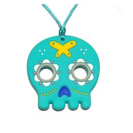 Necklace Sensory Chew – Halloween Sugar Skull – Turquoise