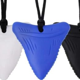 Shark Tooth Pendant Silicone Sensory Necklace Blue