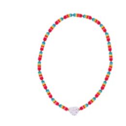 Pink Poppy Rainbow Jewelled Heart Necklace