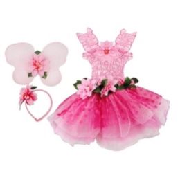 Great Pretenders Pink Fairy Blooms Deluxe Dress With Wings Size 3-4yr