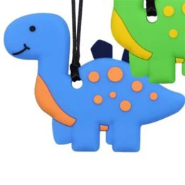 Dino Pendant Silicone Sensory Necklace Blue