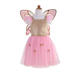 Great Pretender's Gold Sequins Butterfly Dress & Wings Size 5-7