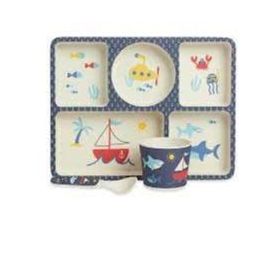 Penny Scallan Bamboo Divided Plate Set Anchors Away