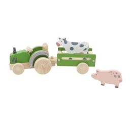 Kaper Kidz Wooden Tractor With Farm Animal Green