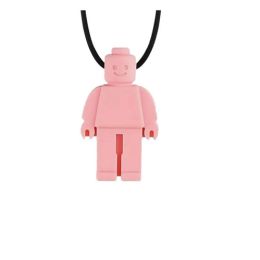Brick Man Pendant Silicone Sensory Necklace Pink