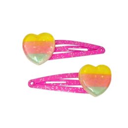 Pink Poppy Rainbow Heart Hair Clips