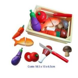Fun Factory Wooden Cutting Food In Crate With Knife