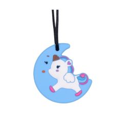 Unicorn Moon Pendant Silicone Sensory Necklace Blue