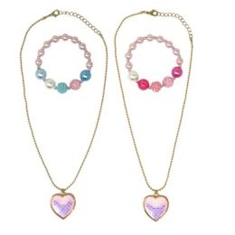 Dreamland Mermaid Heart Necklace and Bracelet Set