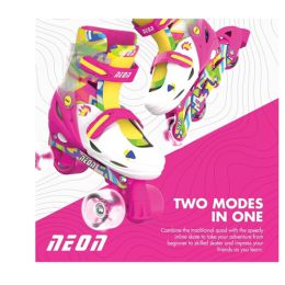 Yvolution Neon Combo Roller Skates / Roller Blade (Size 3-6) Pink & Yellow
