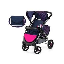 Bayer Twin Pram Star Blue with Pink Hearts & Unicorn