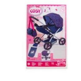 Bayer Cosy Doll Pram Dark Blue With Pink Heart