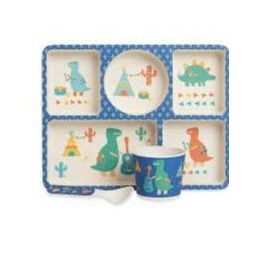 Penny Scallan Bamboo Divided Plate Set Dino Rock